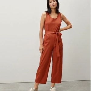 everlane luxe cotton jumpsuit xxs orange  rust